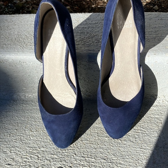 Beautiful Eileen Fisher Blue Suede Shoes size 9.5 - Picture 2 of 11